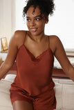 Charming Satin Camisole with Lace