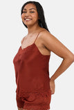 Charming Satin Camisole with Lace