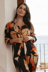 Pure Chic Floral Viscose Satin Pyjama Shirt