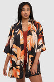 Pure Chic Floral Print Short Viscose Satin Robe