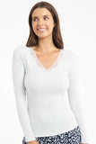Cotton Long Sleeve Top With Lace