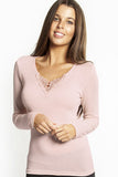 Pure Wool Long Sleeve Thermal with Guippure Motif - Baselayers - Genevieve's Wardrobe