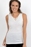 Pure Wool Vest with with Guippure Lace Motif - Genevieve's Wardrobe