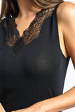 Fine Wool & Silk Lace Trim Tank Top