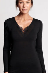 E Wool Long Sleeve with Lace Motif - Genevieve's Wardrobe
