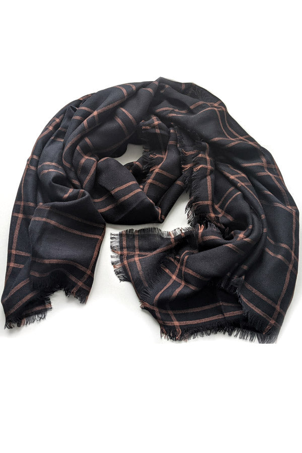 Black Cotton Check Scarf - Genevieve's Wardrobe