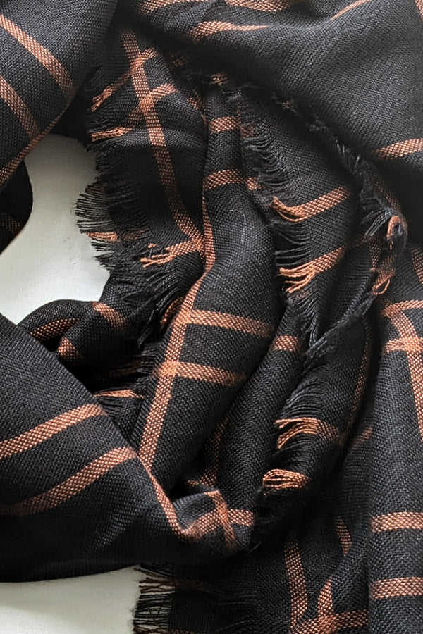 Black Cotton Check Scarf - Genevieve's Wardrobe