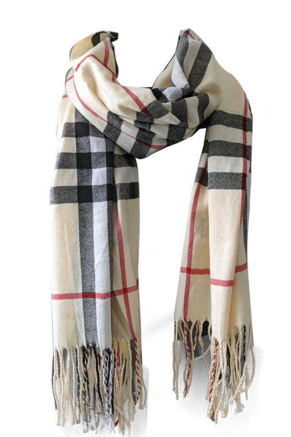 Buttercup Yellow Check Wool Blend Pashmina - Genevieve's Wardrobe