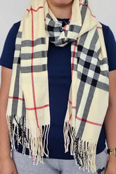 Buttercup Yellow Check Wool Blend Pashmina - Genevieve's Wardrobe