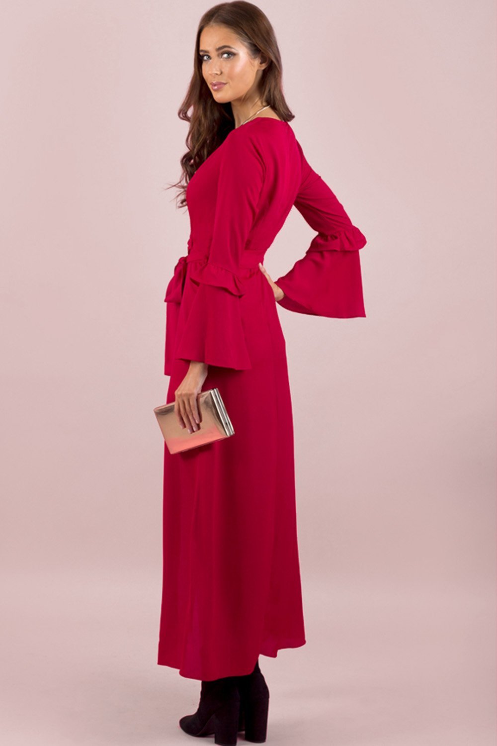 Raspberry Fantasy Maxi Wrap Playsuit | Size 6 / XS - Genevieve's Wardrobe