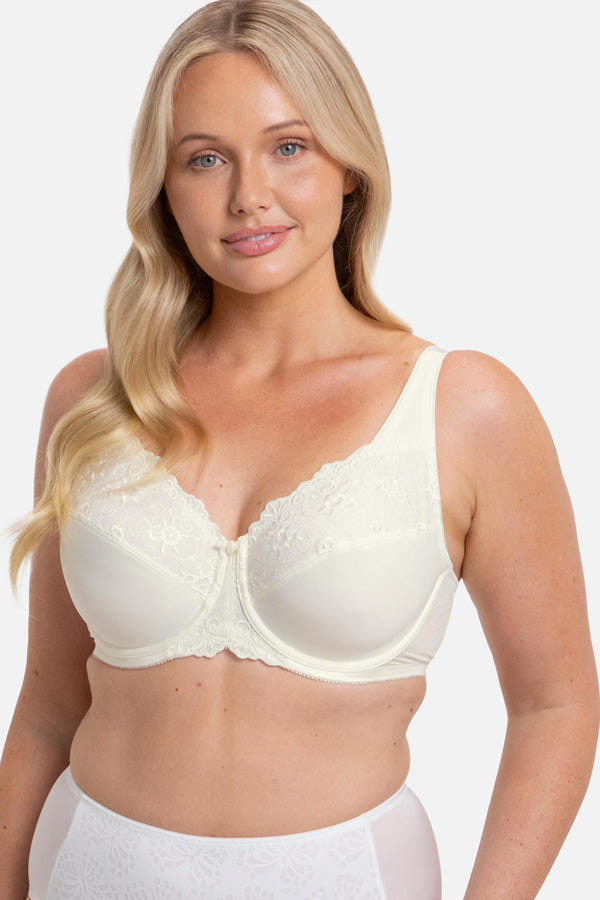 Embroidered Minimizer Wired Bra - Genevieve's Wardrobe