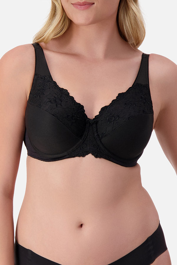 Embroidered Minimizer Wired Bra - Genevieve's Wardrobe