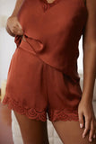 Charming Satin Pyjama Shorts with Lace
