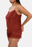 Charming Satin Pyjama Shorts with Lace