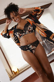 Pure Chic Floral Print Short Viscose Satin Robe