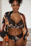 Pure Chic Floral Print Short Viscose Satin Robe
