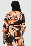 Pure Chic Floral Print Short Viscose Satin Robe