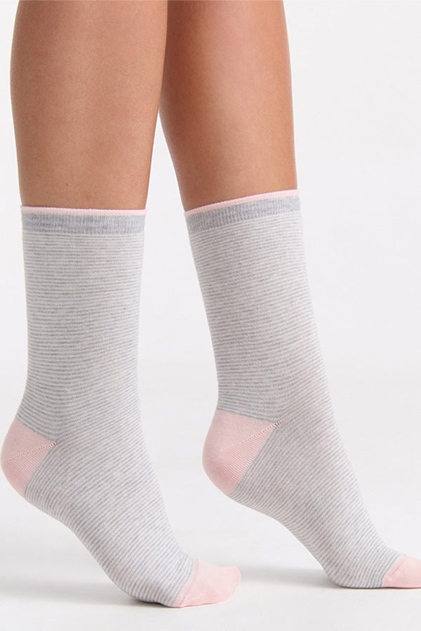 Lina Fine Stripe Crew Sock - Genevieve's Wardrobe
