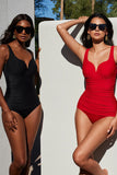 Cherie Sweetheart Plunge Ruched One Piece Shaping Swimsuit