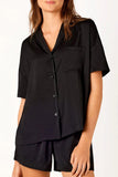 Lounge Recycled Poly Satin Short Sleeve Shirt